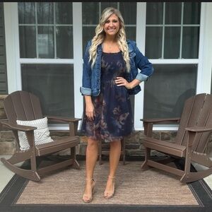 Baltic born Tivoli Tulle Short Dress | Dark Blue Floral BB Custom